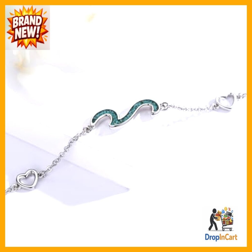 Sterling Silver Adjustable Bracelet Wave Design E… - image 2